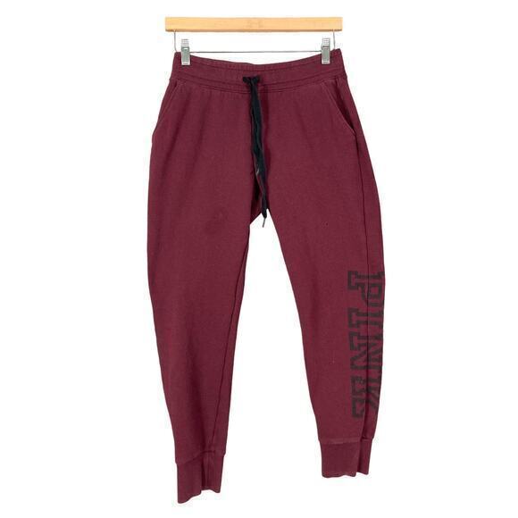 Victoria's Secret Pink Burgundy Skinny‎ Jogger Sweatpants S Elastic Drawstring - Picture 1 of 8